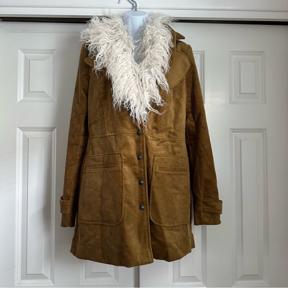 Free People Lady Lane Faux Fur Collar Jacket Wine Size Small - Picture 5 of 6